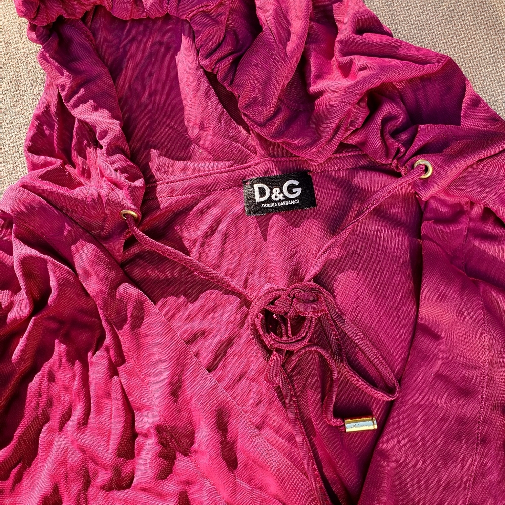 D&G Womens Magenta Hooded Pullover Top